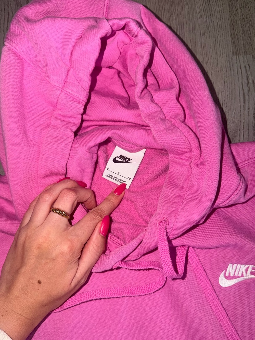 Nike Cotton Blend Pink Hooded Sweatshirt - Picture 3 of 3